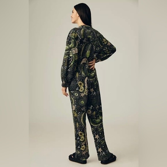 Farm Rio Canvas Jumpsuit In Borogodo Green NWT Size XS - Picture 3 of 6